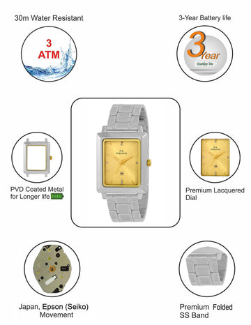 Maxima E-CO Men Gold Dial Analogue Watch - 40115CMGI